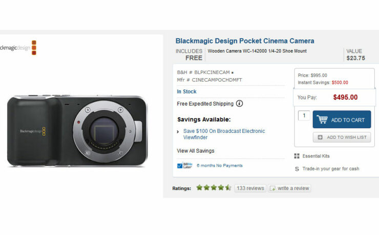 Blackmagic Pocket Cinema Camera drops below $500 / €375 until August 31st