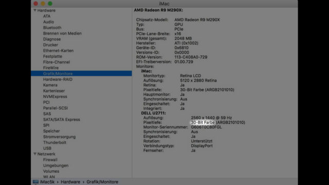 The graphics driver enables 30 bit color displays. Image courtesy "Mac and I" magazine.