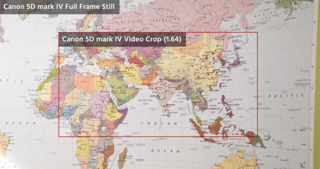 Canon 5D mark iv video crop factor vs. full frame still