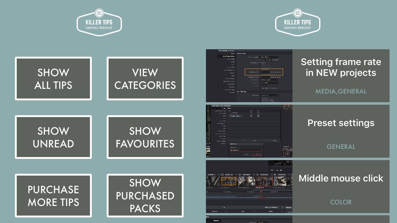 "DaVinci Resolve Killer Tips" App - for iOS and Android