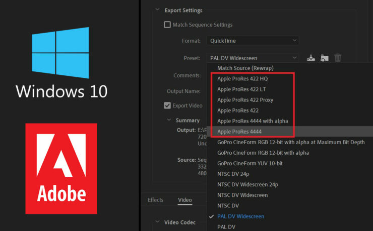 Adobe Adds ProRes Export on Windows for Premiere, After Effects