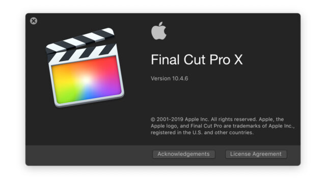 Final Cut Pro X Update 10.4.6 splash screen