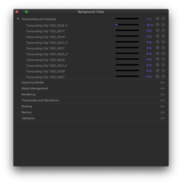 Final Cut Pro X Update: Background Tasks Window