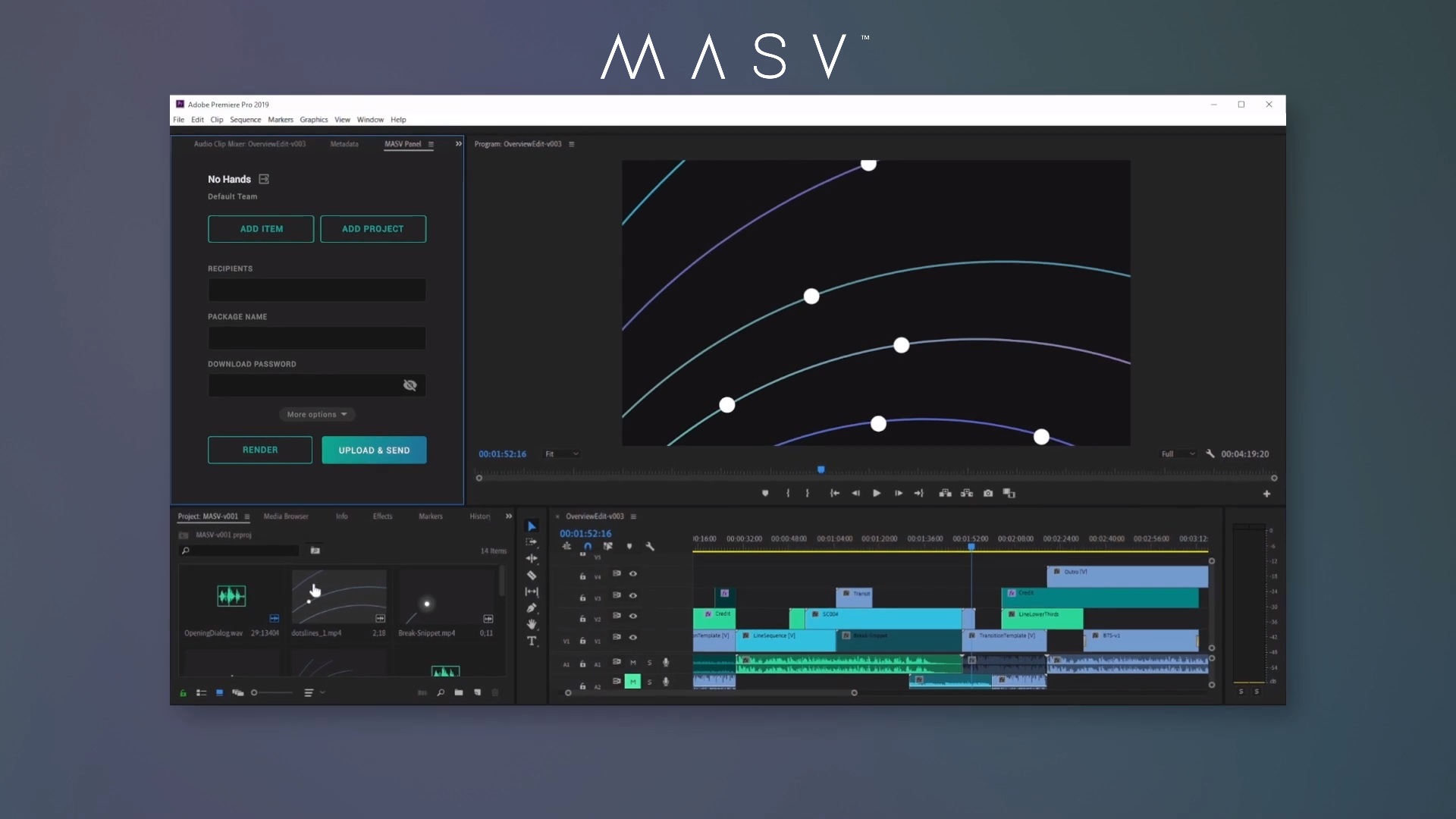 MASV Panelがファイル転送機能をPreniere Proに統合