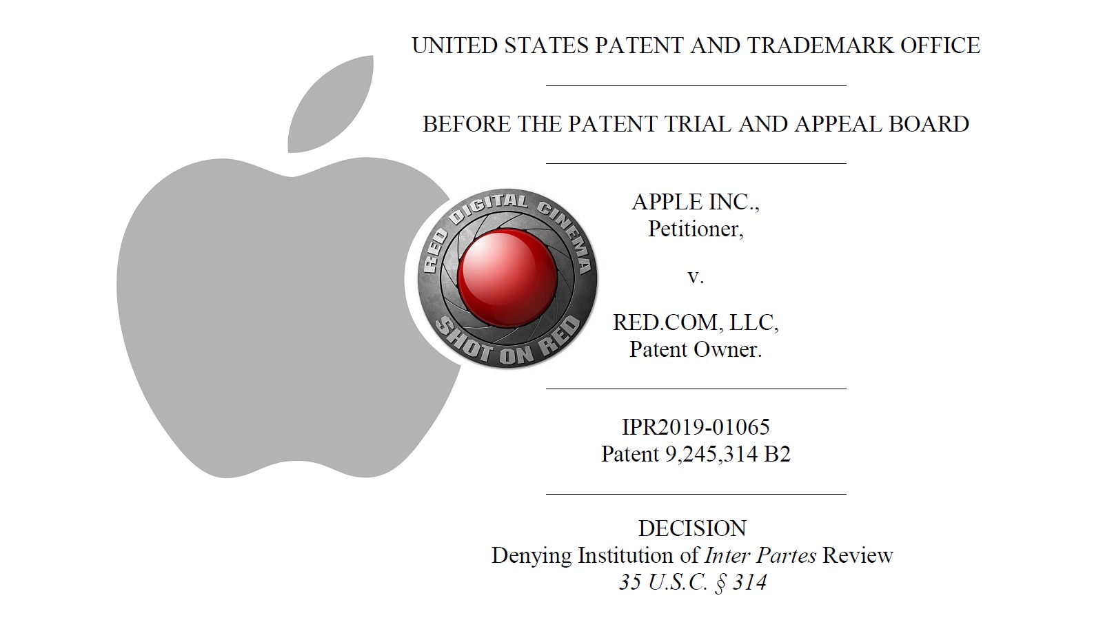 Desestiman impugnación de patente de Apple contra RED - la patente RED RAW sigue siendo válida