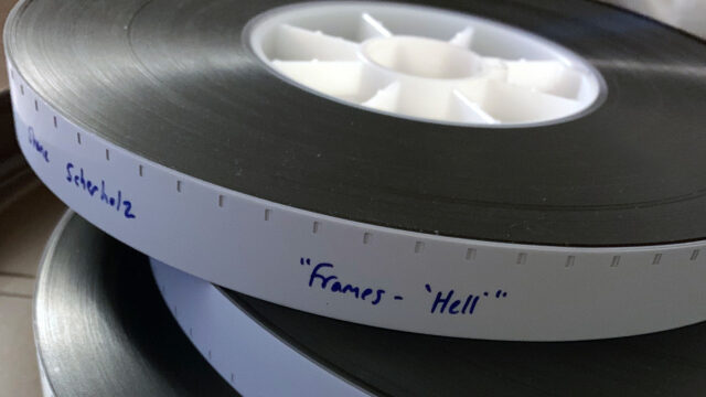 Processed reels of film for the music video