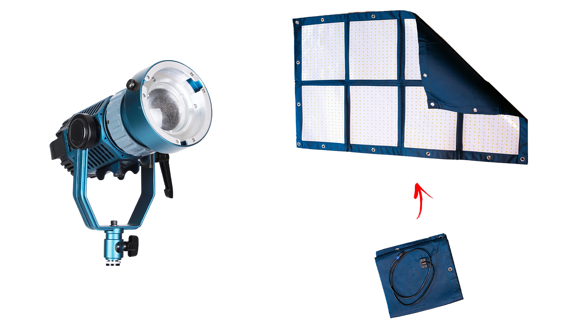 Luces LED Light Cannon X-100 y MEGA-LiteCloth de Intellytech