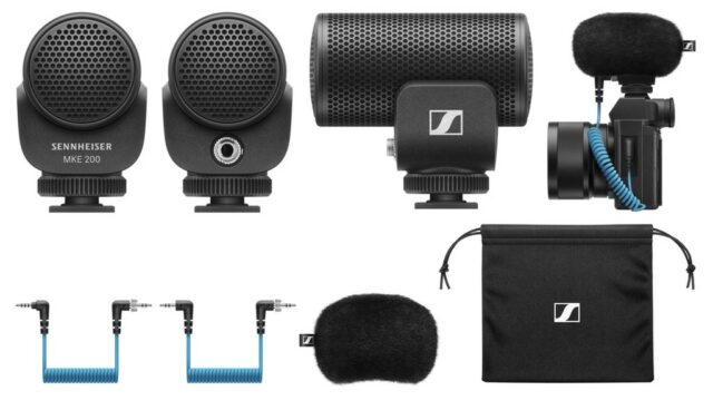 Sennheiser Professional Kit con micrófono direccional MKE 200 en cámara 