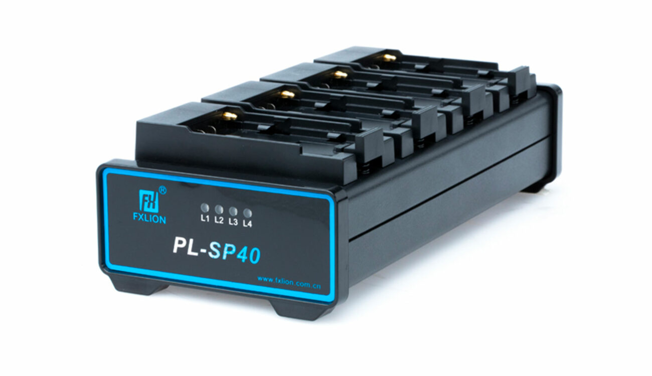 Fxlion PL-SP40: Cargador de batería de 4 canales para baterías Sony NP-F y Panasonic