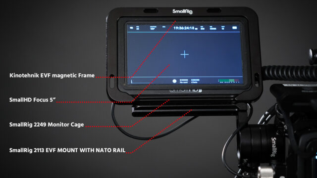 The BMPCC6K rig's Viewfinder Assembly.