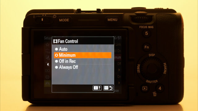 Sony FX3 Fan control