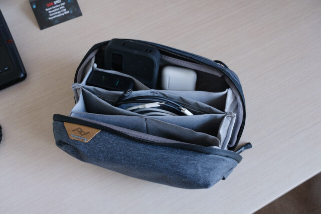 Peak Design Tech Pouch with many dividers for organization