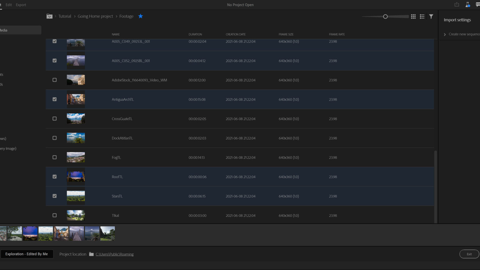 Premiere new Import Panel