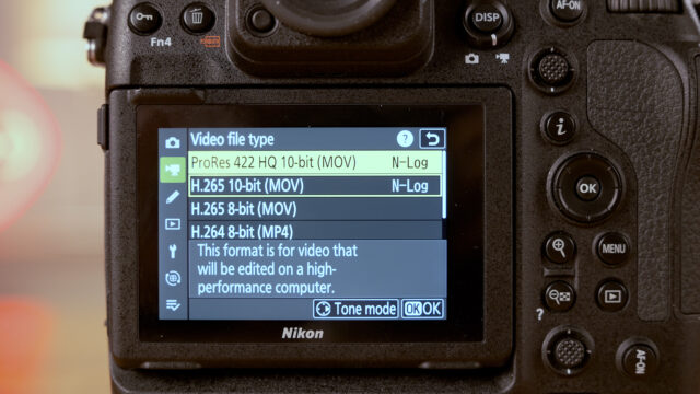 Video menu one: Codec and internal recording resolution