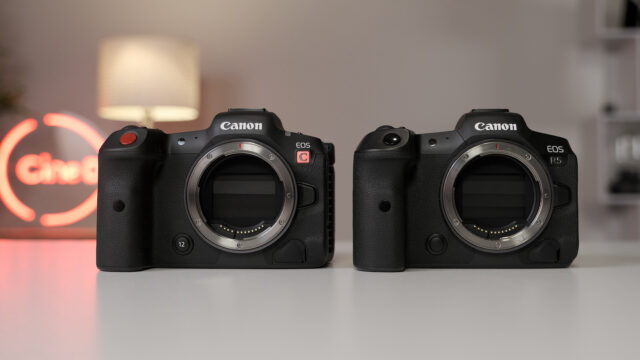 Canon EOS R5 C, next to EOS R5