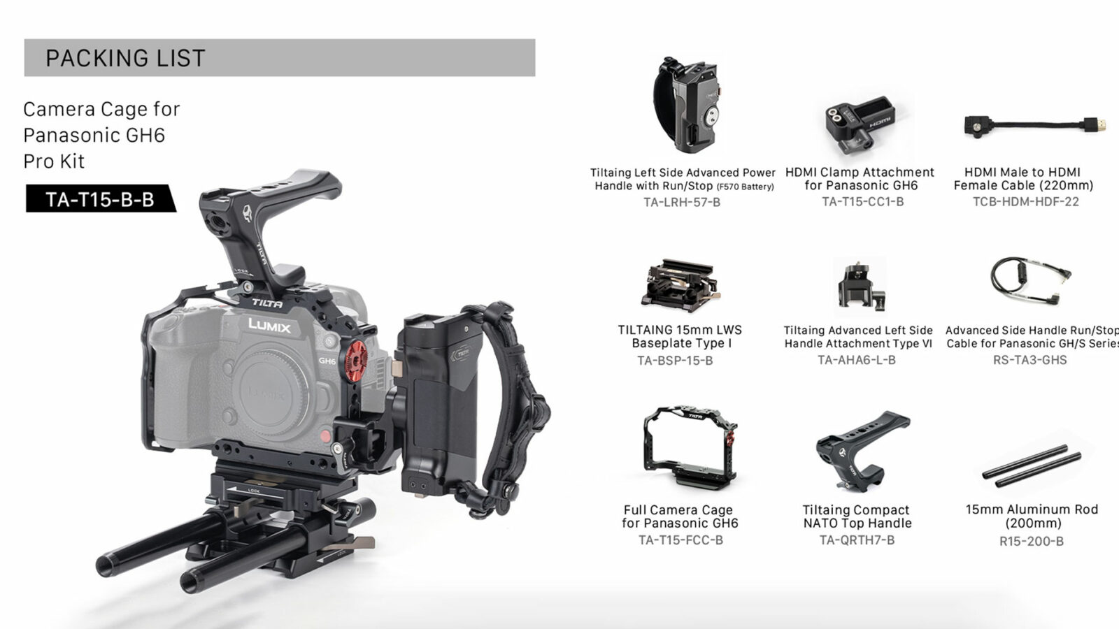 Cage Tilta Pour Panasonic GH6/GH7 - Avec Poignée NATO Et Support HDMI