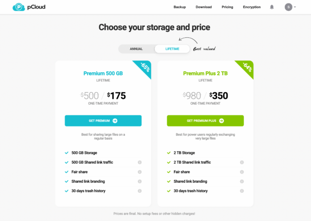 pcloud pricing