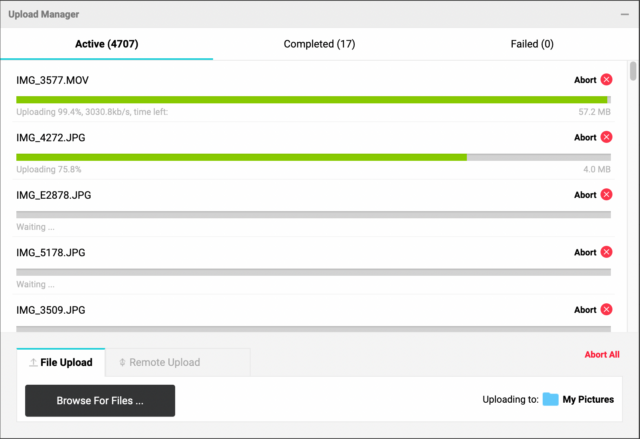 pcloud uploading multiple files