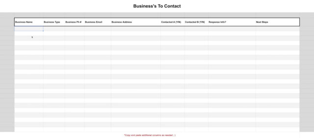 Client contact sheet template for freelance video editors