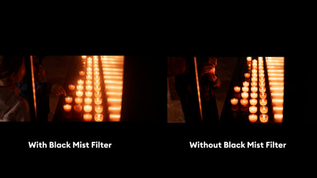 With and without black fog filter
