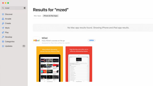 MZed on the Apple App store.