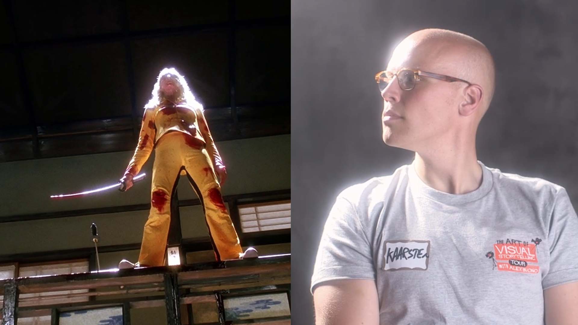 Comparative images of the recreation of the look of Kill Bill and Alex