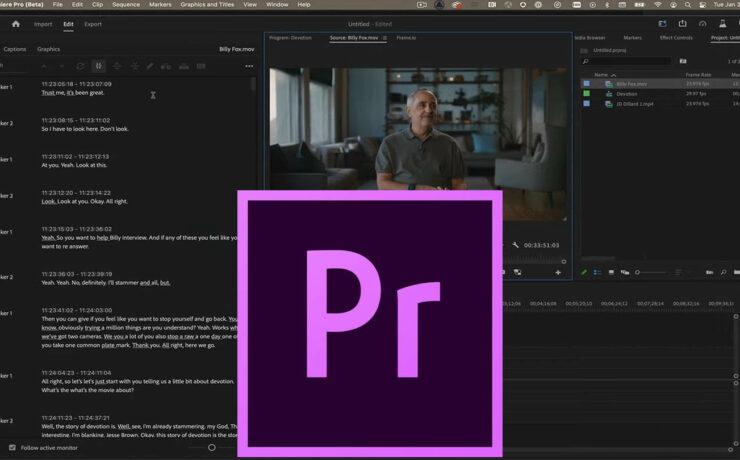 Text-Based Editing in Premiere Pro Beta Available
