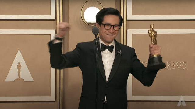 The Oscars 2023 winners: Ke Huy Quan with his Oscar for the Best Supporting Actor award
