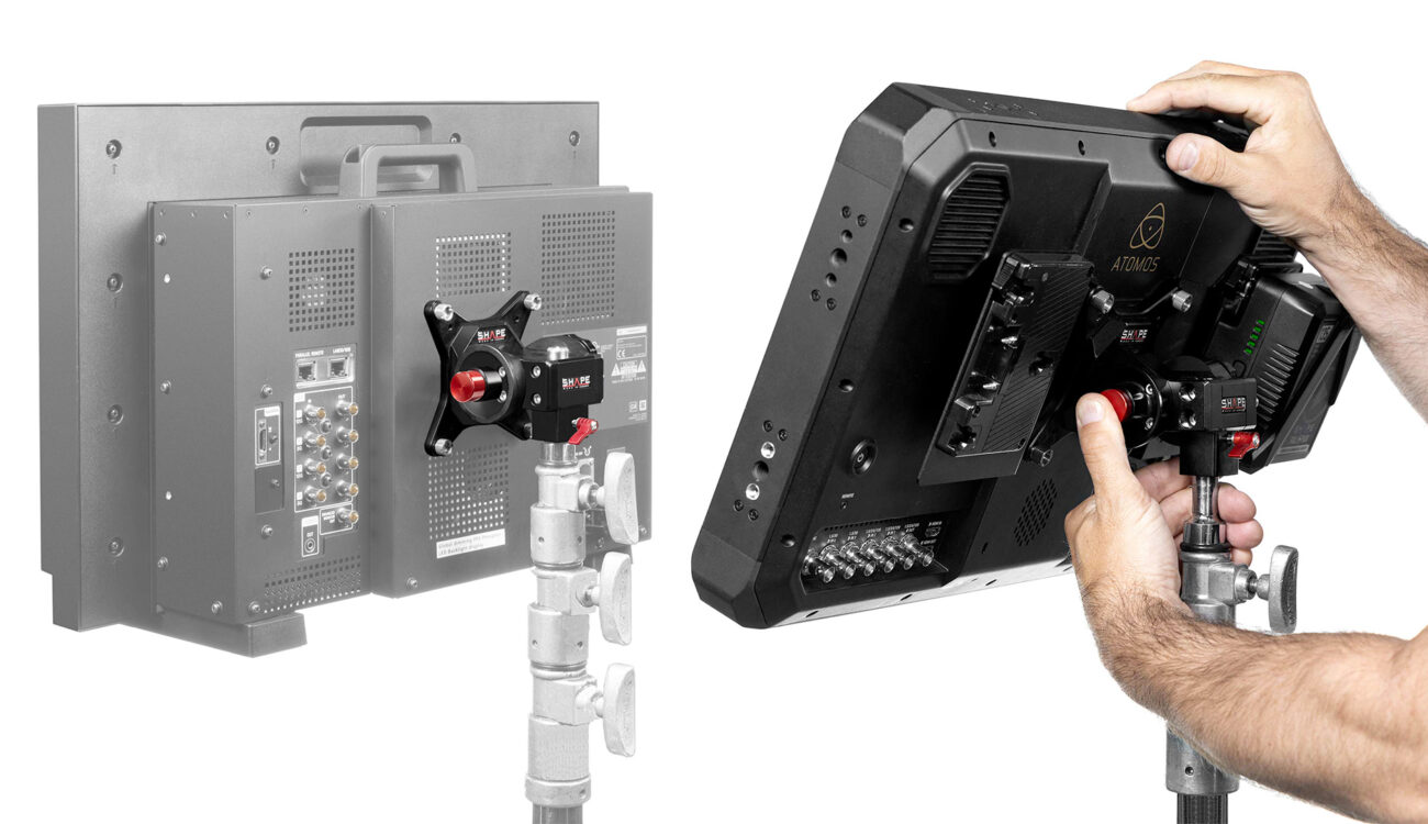 SHAPE Push Button VESA Monitor Mount for C-Stand and Baby Pin Launched