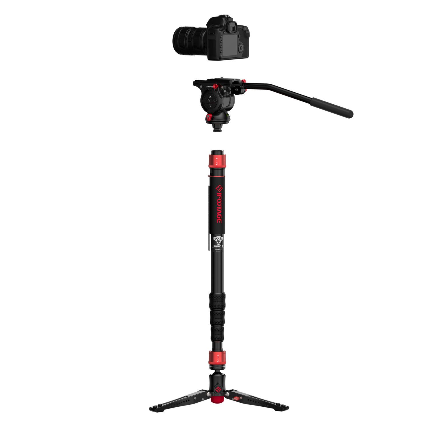IFOOTAGE Piastra A Sgancio Rapido Per Monopiede Cobra 2 E Cobra 3 – Vite Universale 1/4'' A 3/8'', In Alluminio E Acciaio