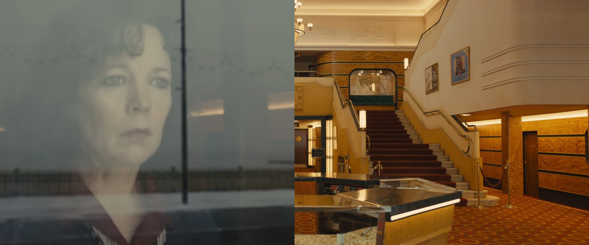 The subtle cinematography of Roger Deakins on "Empire of Light": comparing 2 color schemes - outside world and interior feeling.