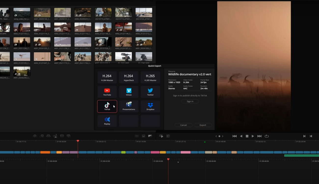 DaVinci Resolve 18.5 Beta released - export to TikTok