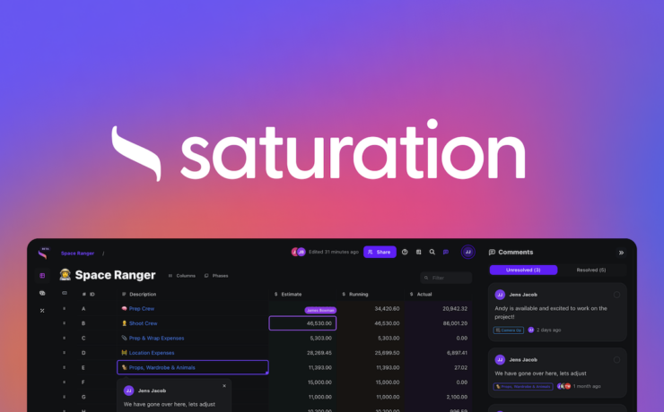 Saturation App - An All-In-One Financial Management Platform for Productions Introduced