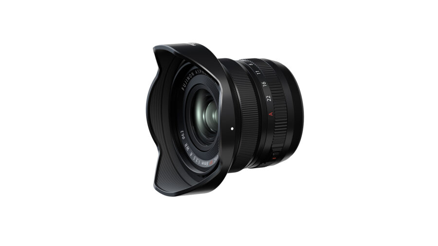 FUJINON XF 8mm f/3.5 with included sun hood. Image credit: FUJIFILM