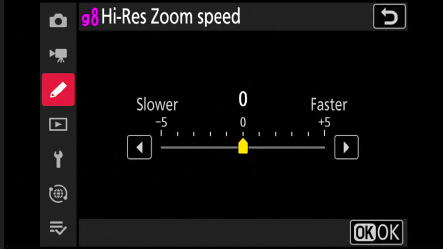 New High-Res zoom speed settings on Nikon Z 9