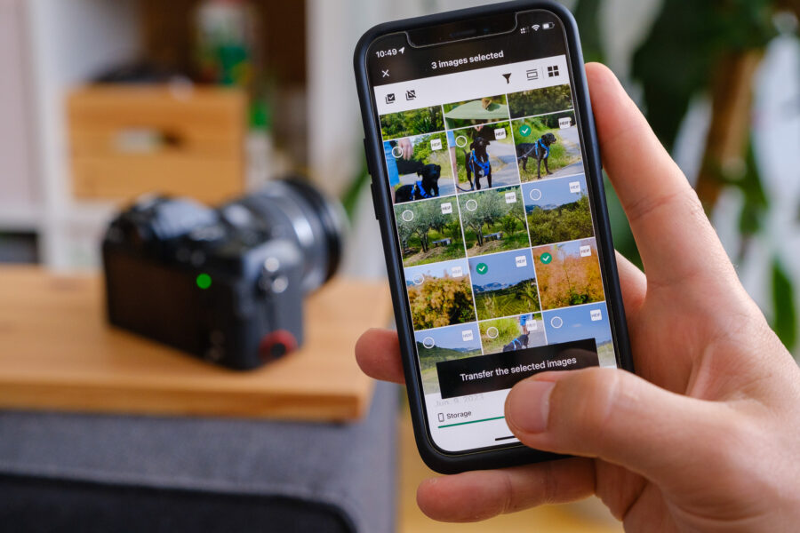 Preview and select photos from the memory card on your phone for transferring.