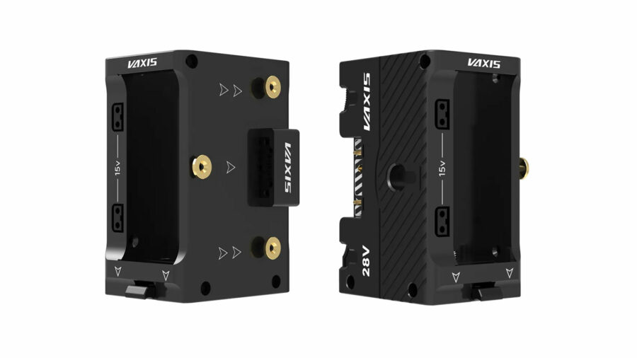 Vaxis Dual-Voltage Wireless TX Cradle for Vaxis and Teradek Wireless Video Systems. Image credit: Vaxis