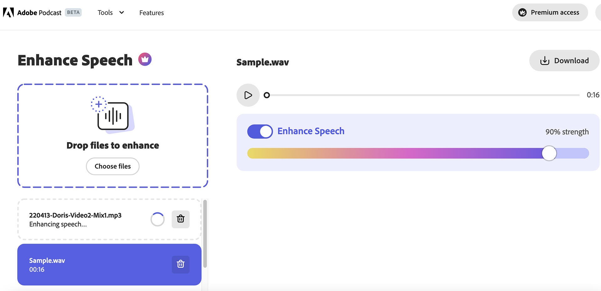 AI tools for audio - Adobe's AI speech enhancer