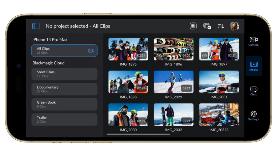 Blackmagic Cloud integration inside Blackmagic Camera app