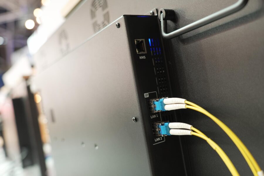 dual LAN ports on the side of the monitor for latency-free backup