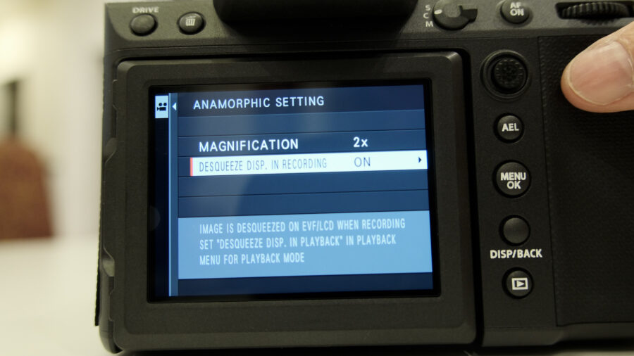 GFX100 II anamorphic de-squeeze in-camera recording option