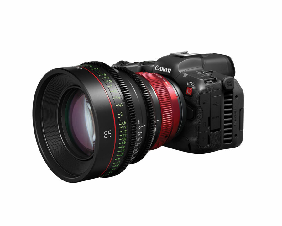 Canon CN-R lens on EOS R5 C camera body