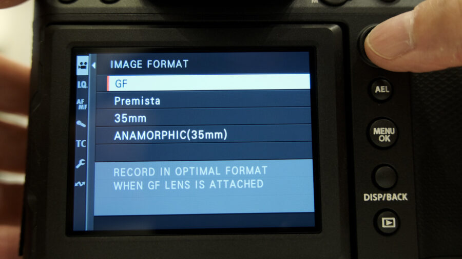 New Image Format menu