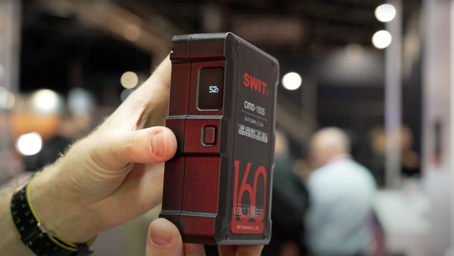 SWIT CIMO V-Mount battery with status OLED display on the side