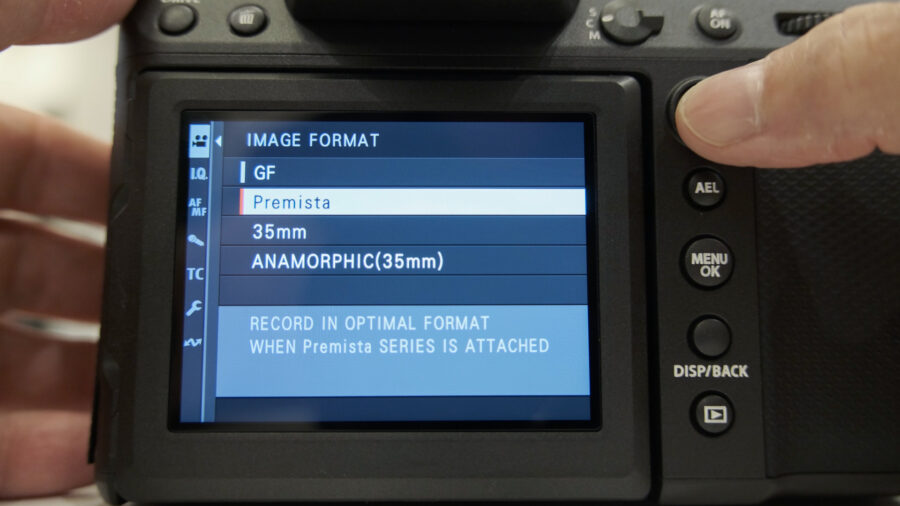 GFX100 II image format menu with Premista selected