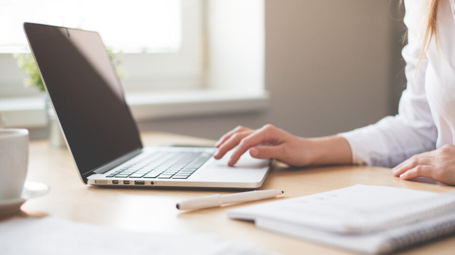 woman using laptop