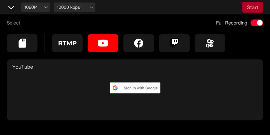 You can stream directly to YouTube, Facebook, and more via the OBSBOT Start App
