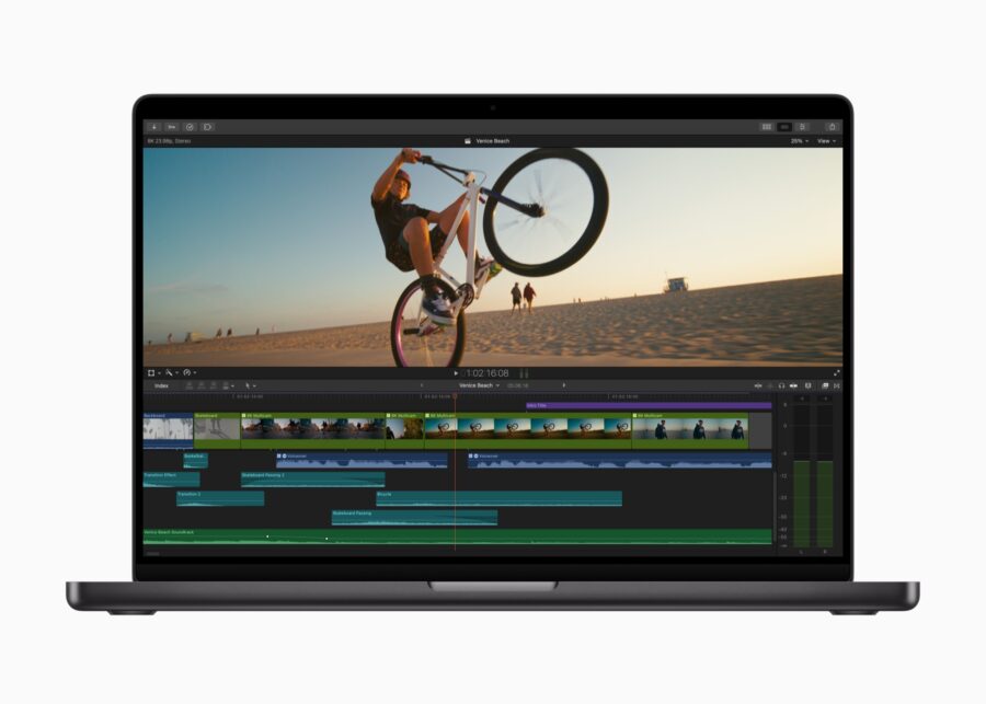 Final Cut Pro 10.7 timeline color coding and scrolling timeline. Image Credit: Apple