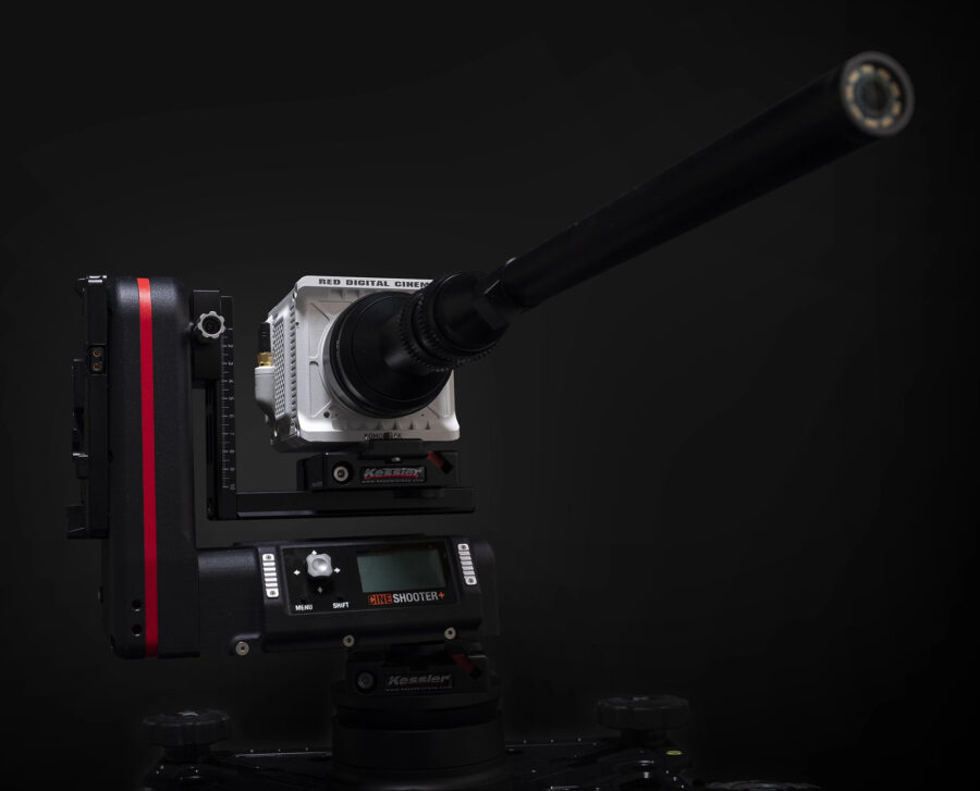 Kessler CineShooter+ motion control system with the original RED KOMODO and macro probe lens