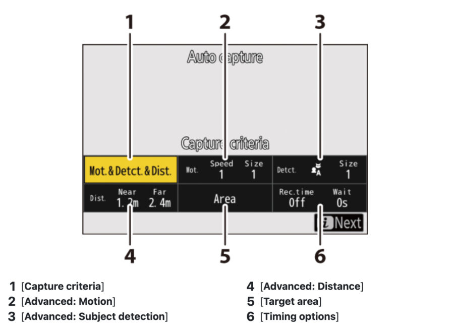 Auto Capture settings on Nikon Z 9